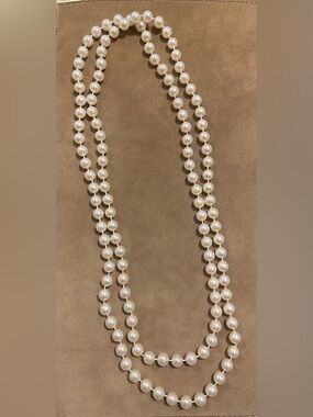 Classic White Faux Pearl Double Strand Necklace